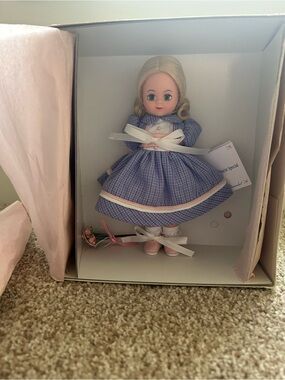 Madame Alexander Blue Plaid Blonde Doll with Pink Accents